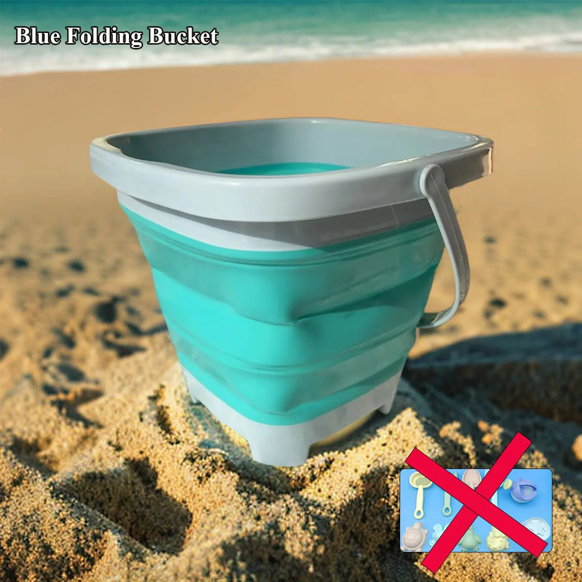 Children's Beach Sand & Water Play Set - 11 Piece Collapsible Bucket Kit with Summer Outdoor Toys for Kids Sandbox Games (Random Color Selection)
