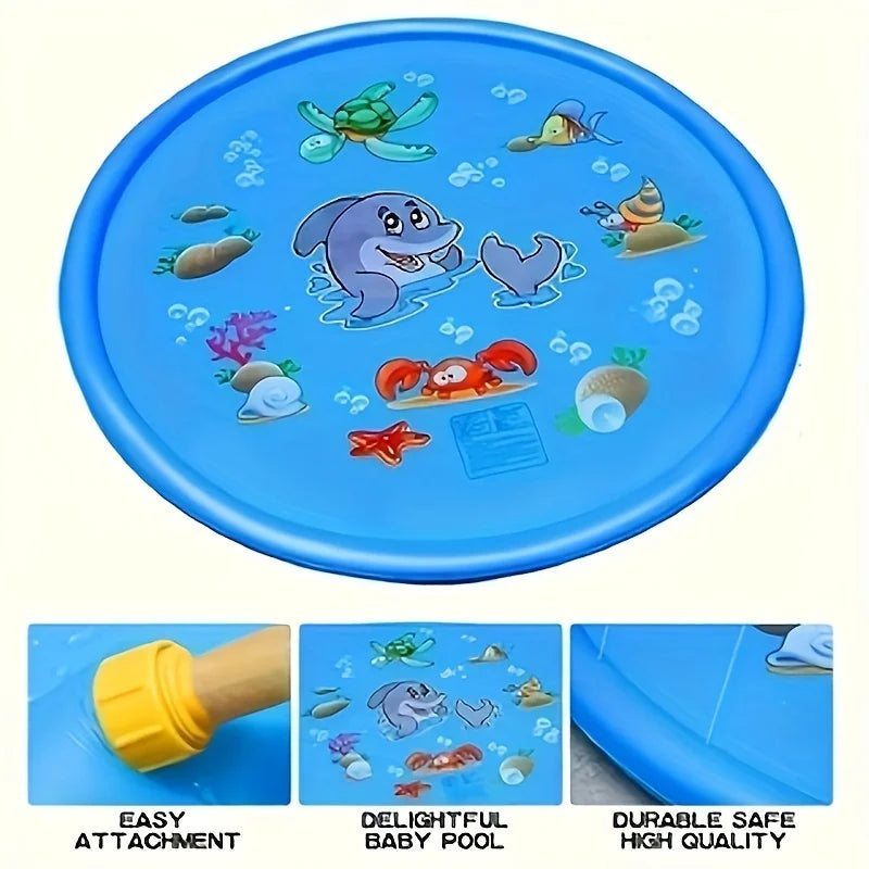 100cm Inflatable Water Sprinkler Play Mat - Beach Swimming Pool Spray Pad for Kids Outdoor Lawn Games