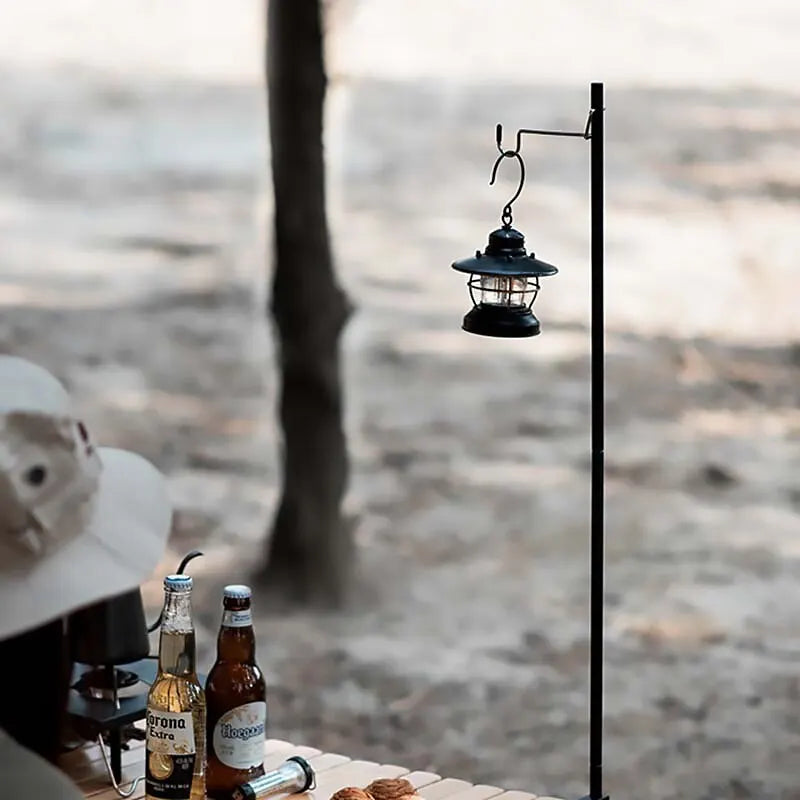 Portable Camping Lantern Stand - Detachable Tabletop Light Holder with Hangers for Hiking & Tourist Equipment