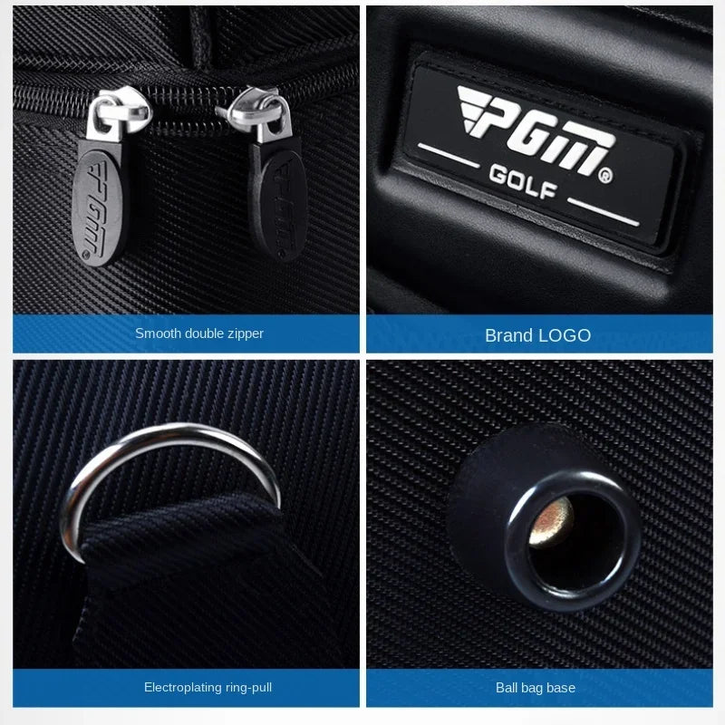 PGM Authentic Men's Golf Clothing Bag YWB005 - Double-Decker All-Black Design with Super Large Capacity, High-End Ball Bag