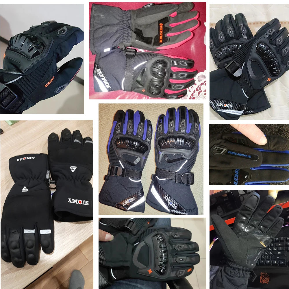 Winter Motorcycle Gloves - Windproof Waterproof Touch Screen Motocross Riding Gloves for Men