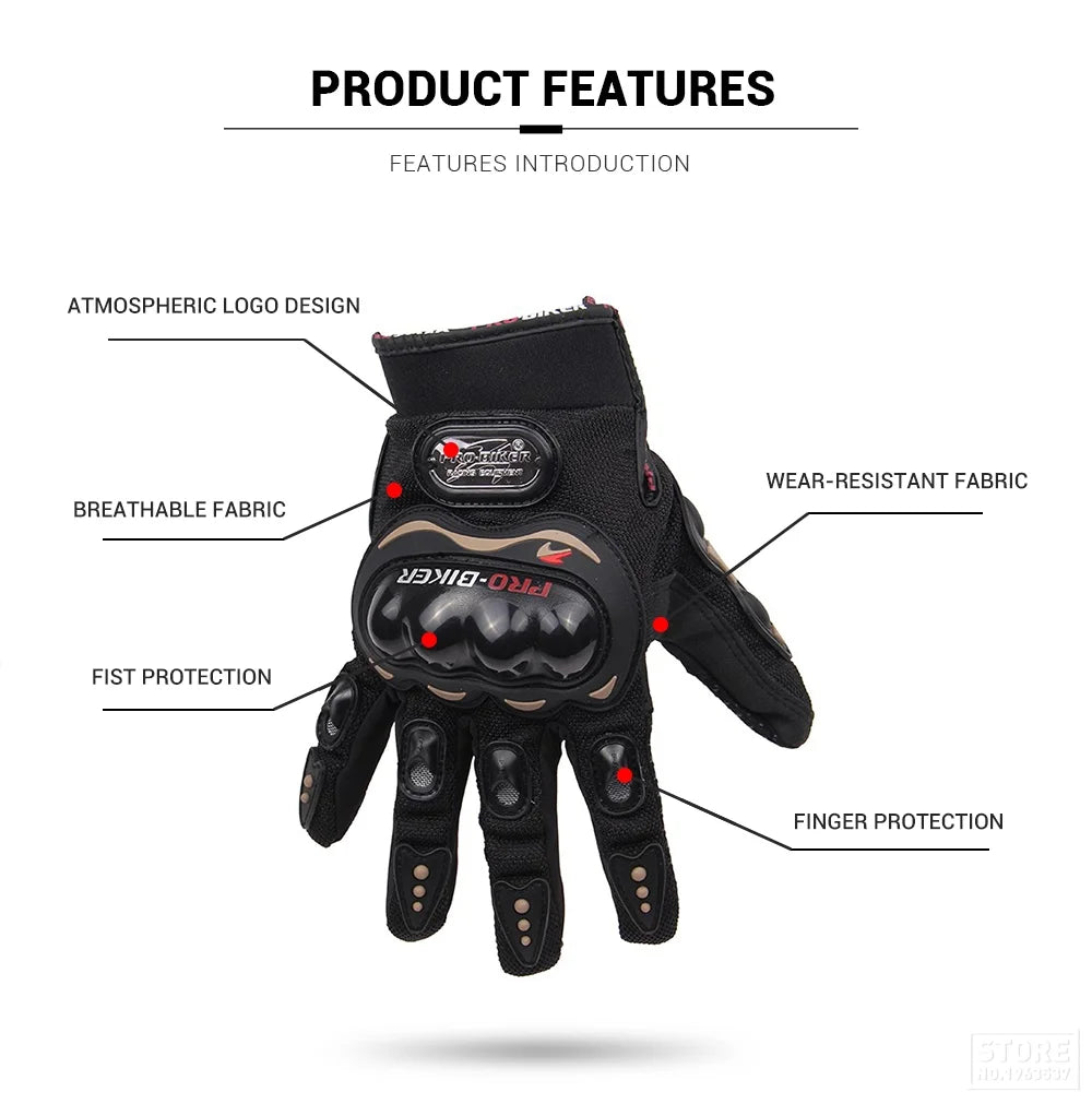 Winter Motorcycle Gloves - Windproof Waterproof Touch Screen Motocross Riding Gloves for Men