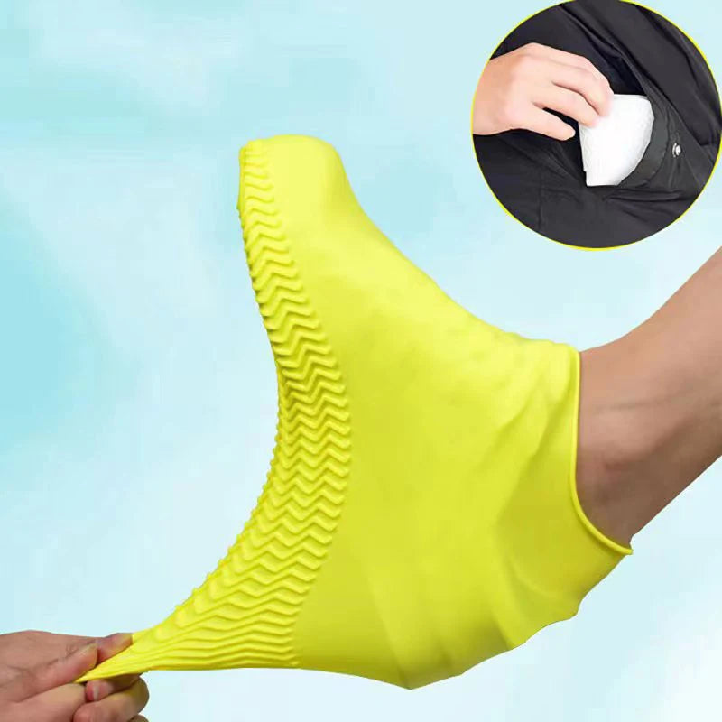 Waterproof Silicone Shoe Covers - 2 Pack Non-Slip High Elastic Wear-Resistant Unisex Rain Boot Covers for Outdoor Rainy Days Reusable