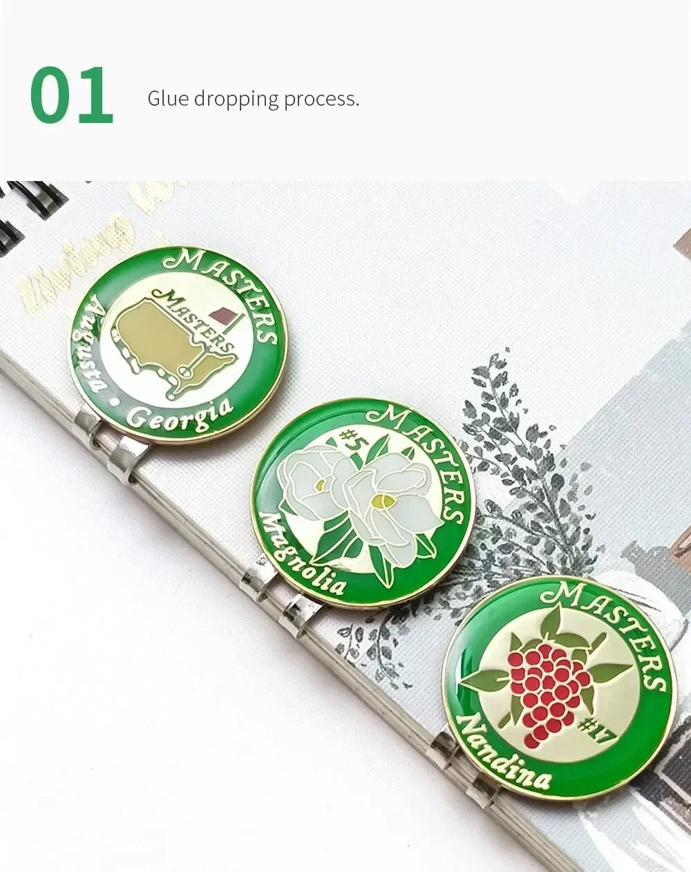 Magnetic Golf Ball Marker with Hat Clip - US Map White Flower Design Training Aid Gift for Kids Boys Girls Golfers