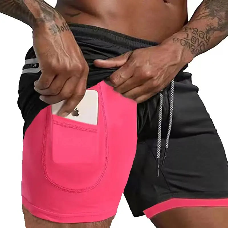 Men's 2-in-1 Compression Athletic Shorts - Double Layer Summer Fitness Training Shorts for Gym & Sports
