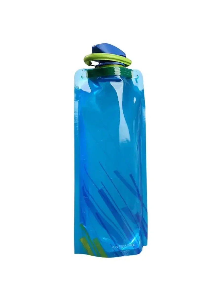 Lightweight Foldable Water Bottle 700ml - Portable Soft Camping Water Bag with Handle & Hanging Hook for Outdoor Sports