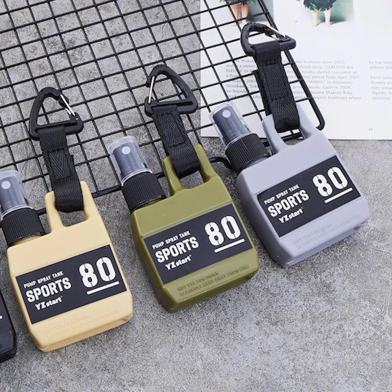 Portable 80ml Spray Bottle - Outdoor Cosmetic Container for Alcohol & Perfume with Backpack Hook - Camping Hiking Gadget