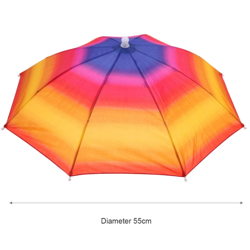 Foldable Umbrella Hat - Waterproof Hands-Free Rain & Sun Protection for Fishing, Camping & Beach (55-95CM Adjustable)