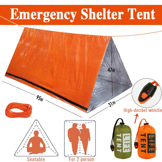 2-Person Waterproof Emergency Camping Tent - Family Travel Shelter with Pergola Design