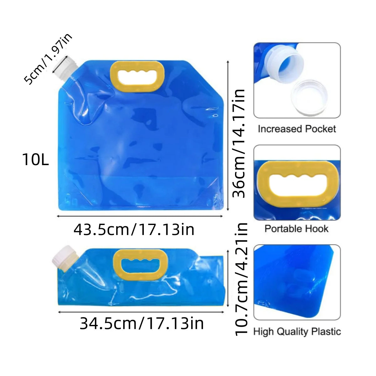 Portable Waterproof Folding Water Containers Set (3pcs) - Large Volume Collapsible Water Bottles for Camping & Outdoor Activities