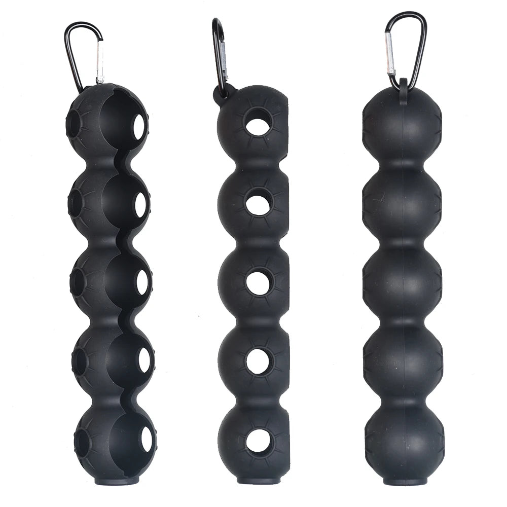 Portable Silicone Golf Ball Pouch - 5-Ball Capacity Carry Case with Hook - Essential Golf Accessories
