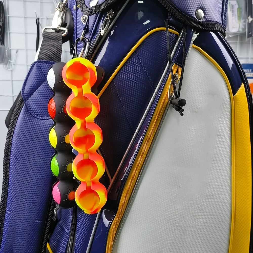 Portable Silicone Golf Ball Pouch - 5-Ball Capacity Carry Case with Hook - Essential Golf Accessories