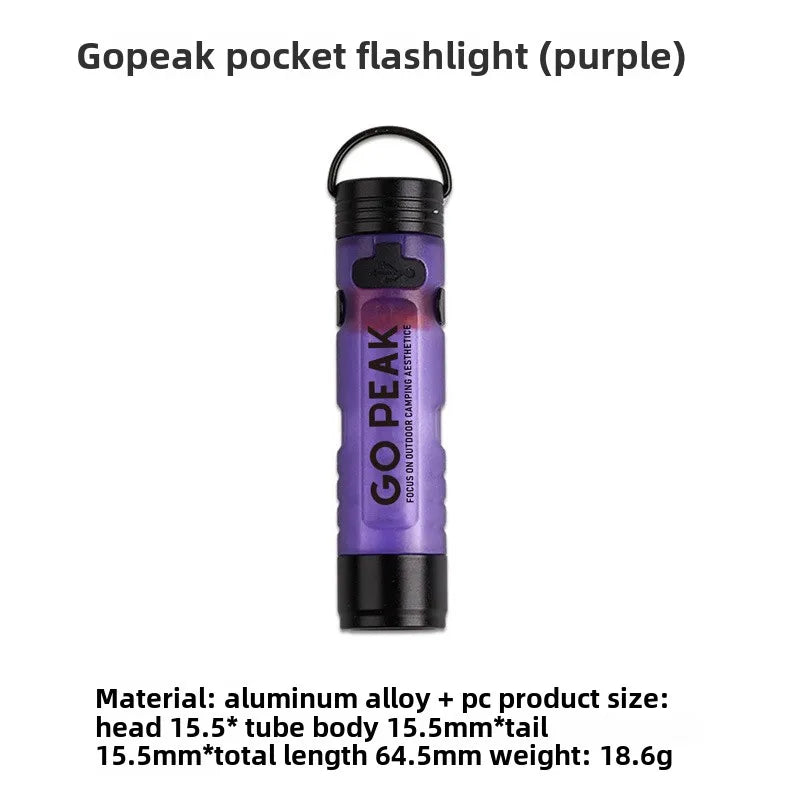 USB Rechargeable LED Mini Flashlight - Gopeak Pocket Keychain Torch with 5050 Chip, Long Endurance for Outdoor Hiking Camping Emergency Trail