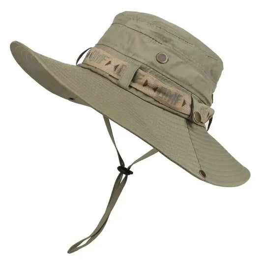 Men's UV Protection Wide Brim Bucket Hat - Outdoor Safari Hiking Mesh Fisherman Cap