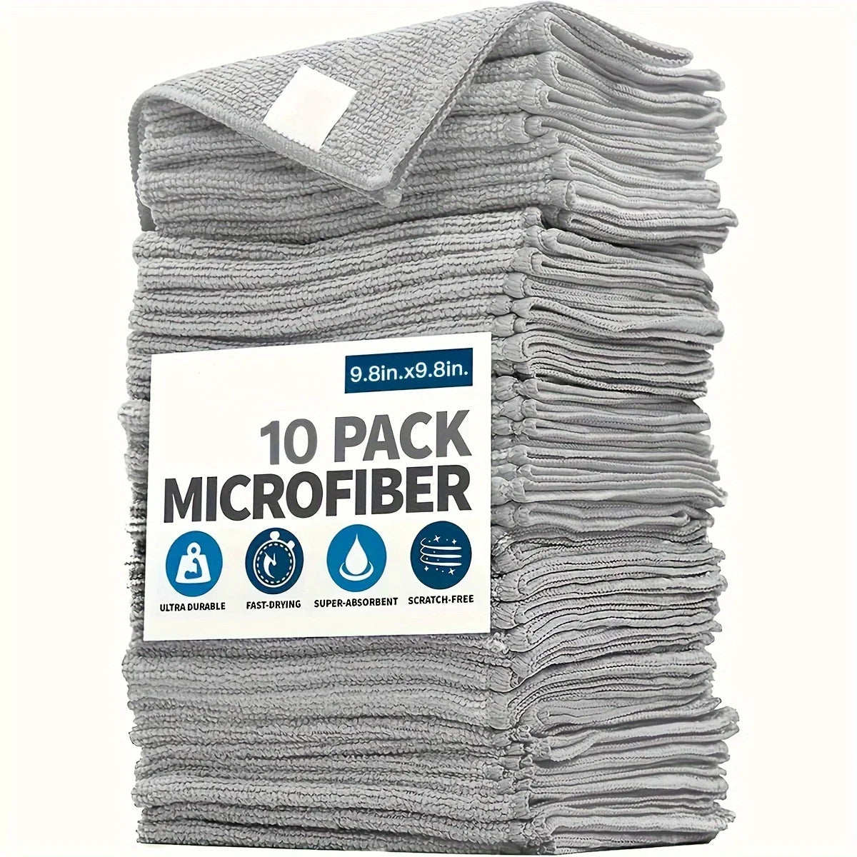 Ultra-Fine Microfiber Kitchen Towels - Light Gray Cleaning Cloth Set (5/10/20 Pack) - Absorbent, Soft & Stain-Removing