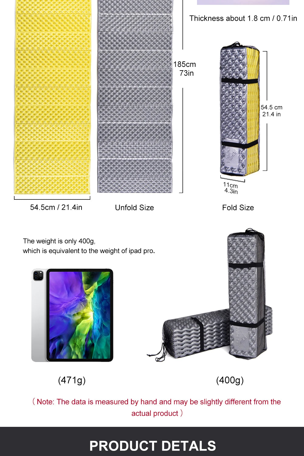 Waterproof Camping Sleeping Pad - Portable Foam Mattress for Travel, Trekking & Picnic - Moistureproof Outdoor Blanket