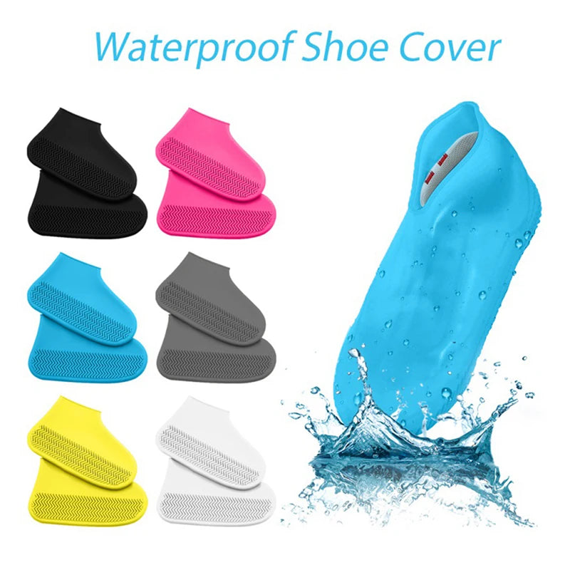 Waterproof Silicone Shoe Covers - 2 Pack Non-Slip High Elastic Wear-Resistant Unisex Rain Boot Covers for Outdoor Rainy Days Reusable
