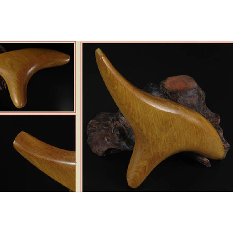 Triangular Wooden Body Massager - Neck & Blood Circulation Therapy Tool with Fragrant Trigeminal Wood for Reflexology & SPA