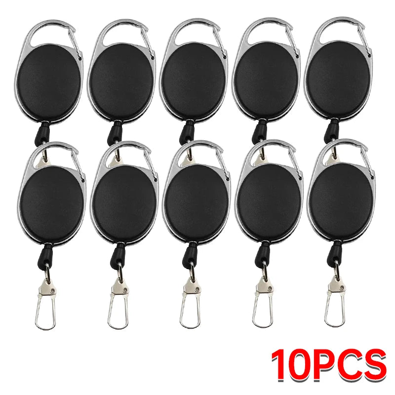 Retractable Badge Holder with Keychain - ID Card Holder with Backpack Clip, Lanyard & Hiking Buckle Key Ring Tool