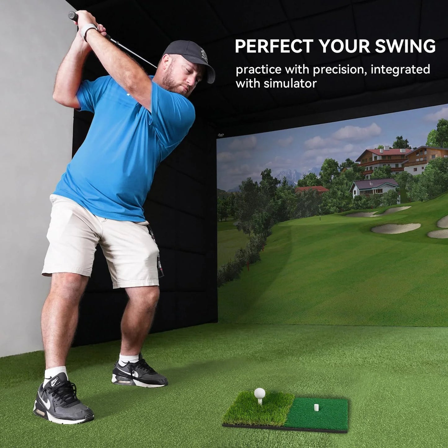 Portable Golf Practice Mat - Artificial Turf Hitting Mat with Tee Hole for Swing & Chipping Training (Backyard/Garage)