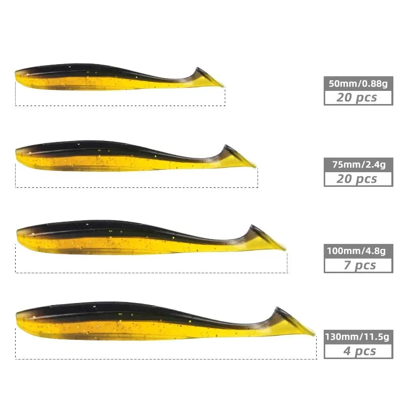 MEREDITH Soft Silicone Fishing Lures - Easy Shiner Wobblers 50mm/65mm/75mm/100mm - Artificial Plastic Baits for Carp Fishing