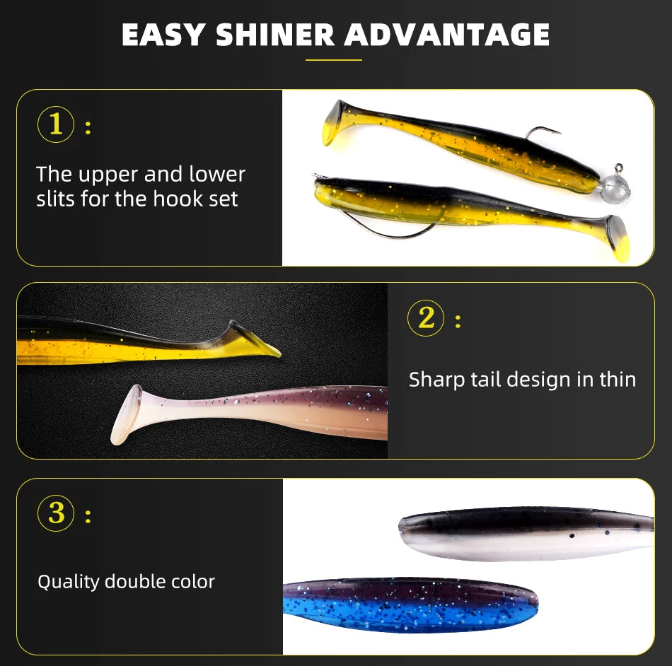 MEREDITH Soft Silicone Fishing Lures - Easy Shiner Wobblers 50mm/65mm/75mm/100mm - Artificial Plastic Baits for Carp Fishing