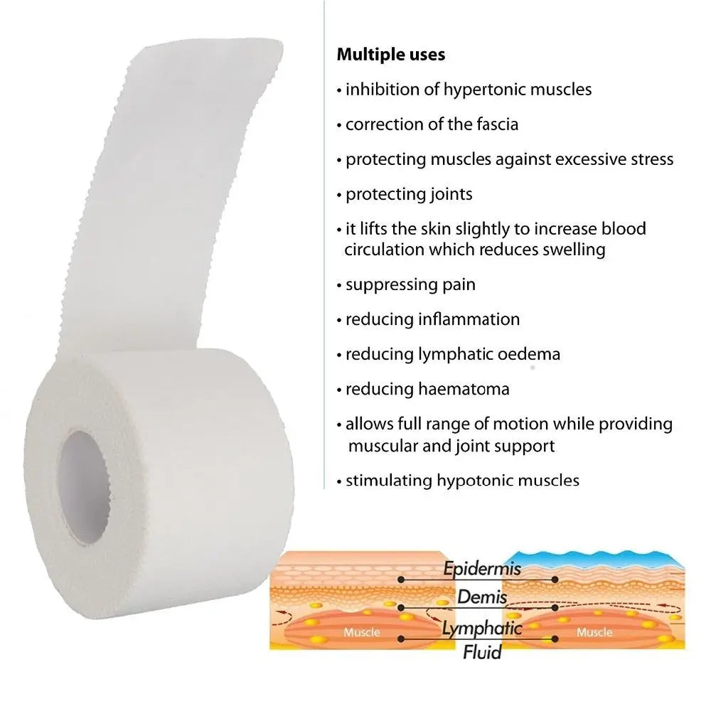 Premium Medical Waterproof Cotton Adhesive Tape - 12.5/25/50mm Roll - Sports Physiotherapy Elastic Bandage for Muscle Strain & Injury Support