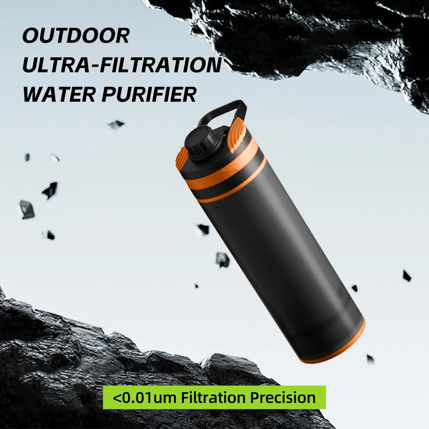 Ultra-Fine Portable Water Filter Bottle - Outdoor Water Purifier for Hiking, Camping & Travel by Clearly Filtered