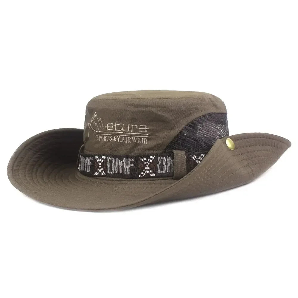 Men's UV Protection Wide Brim Bucket Hat - Outdoor Safari Hiking Mesh Fisherman Cap
