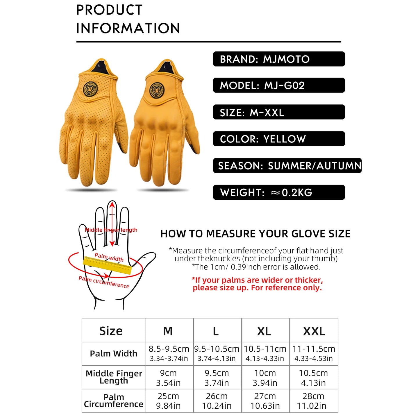 Breathable Perforated Leather Motorcycle Gloves - Retro Yellow Racing Gloves with Touch Screen for Men & Women - Motocross Motorbike Riding Gear
