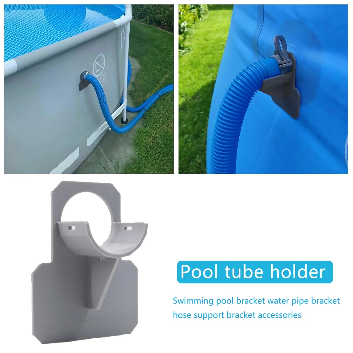 Swimming Pool Hose Support Bracket Set (1-2 Pieces) - Universal Pipe Holder for Intex Above Ground Pools with Tie Clamp Mount - Compatible with 30-38mm Hose Outlets