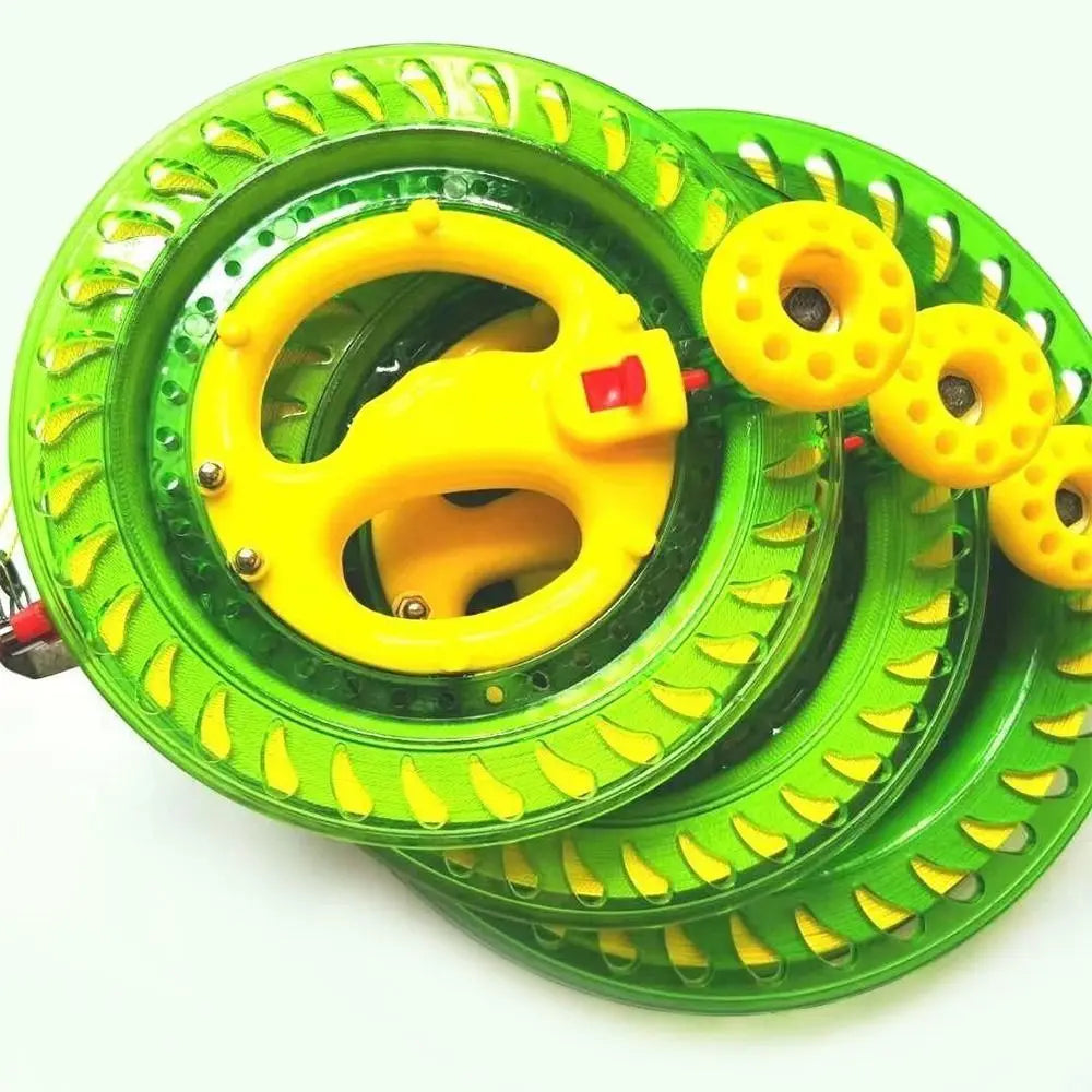 Kite Reel Winder - Fire Wheel Design with Blue Grip
