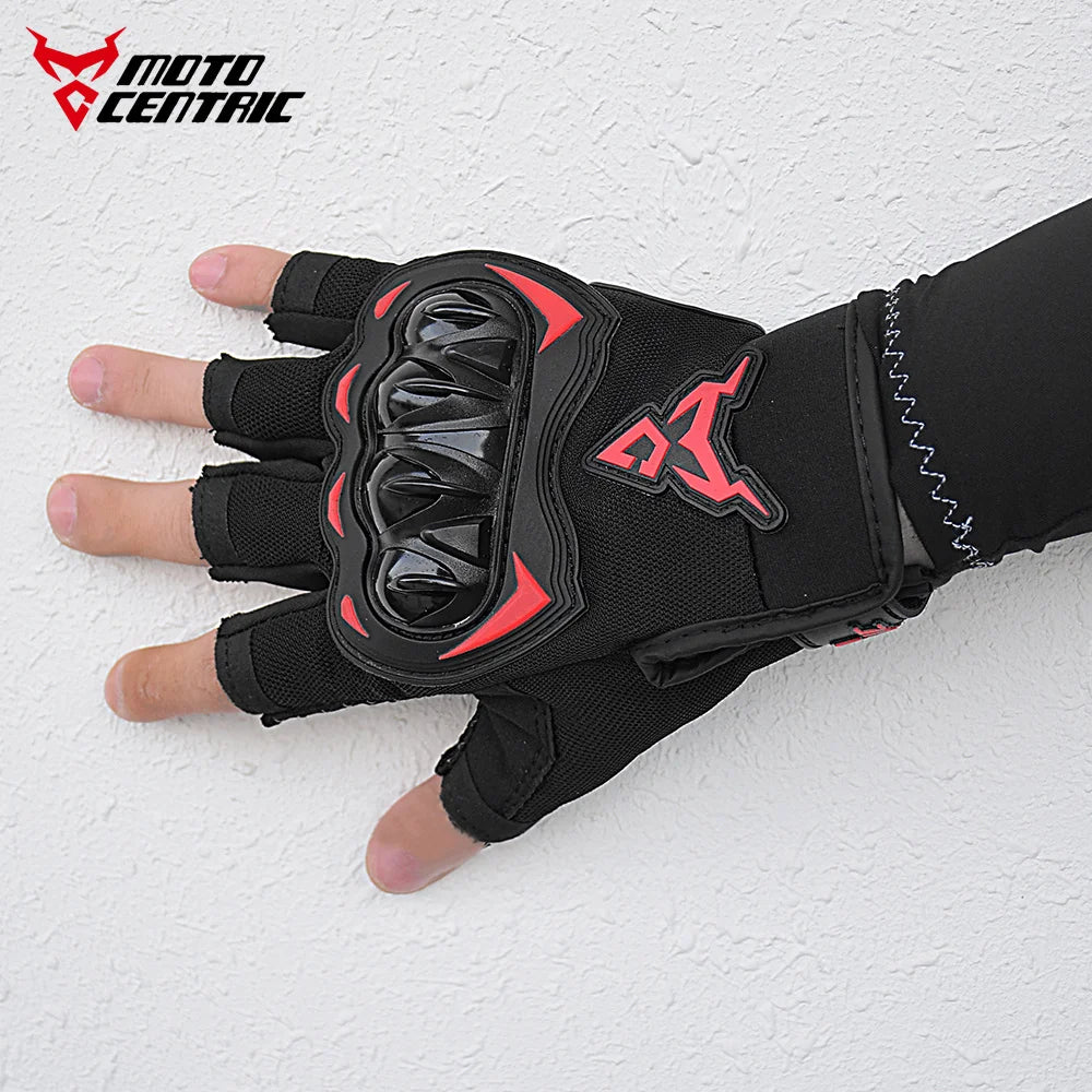 MOTOCENTRIC Half Finger Motorcycle Gloves - Breathable Summer Riding Gloves with Anti-Fall Palm Guard for ATV MTB Cycling