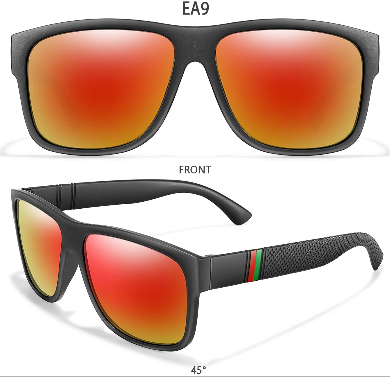 Men's Vintage Large Frame Square Polarized Sunglasses - UV400 Protection for Fishing, Driving, Cycling & Running