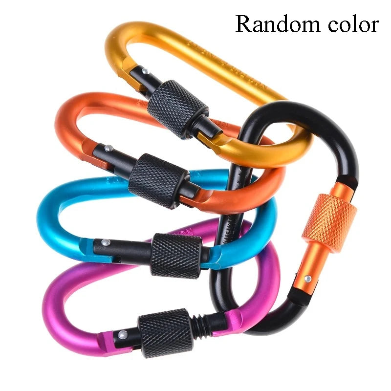 4-Pack Aluminum Screw Gate Carabiners - 7.5mm Diameter Hiking Clips for EDC Outdoor Camping Equipment