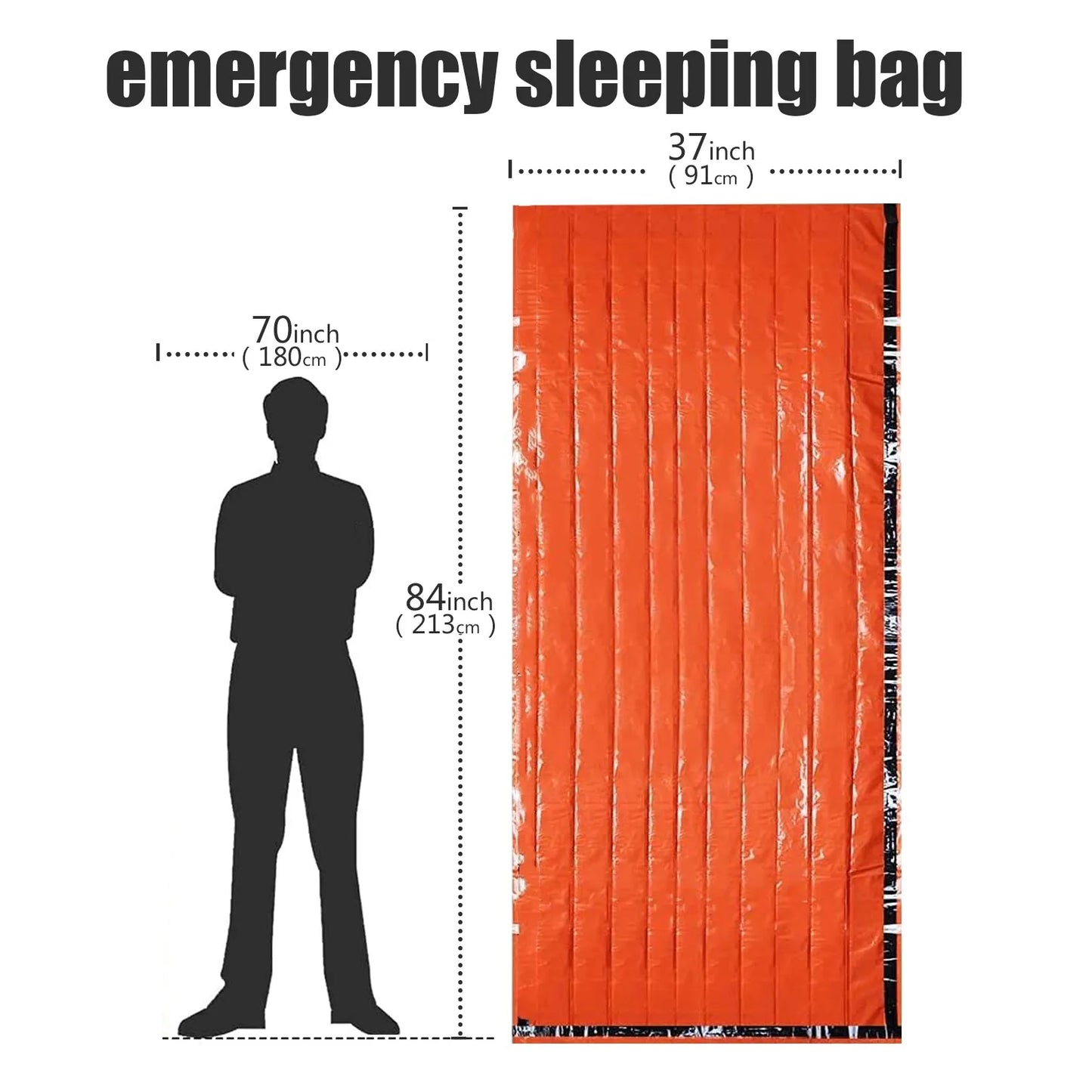 Emergency Survival Sleeping Bag - Waterproof Portable Thermal Mylar Blanket for Outdoor Camping & First Aid Rescue Kit