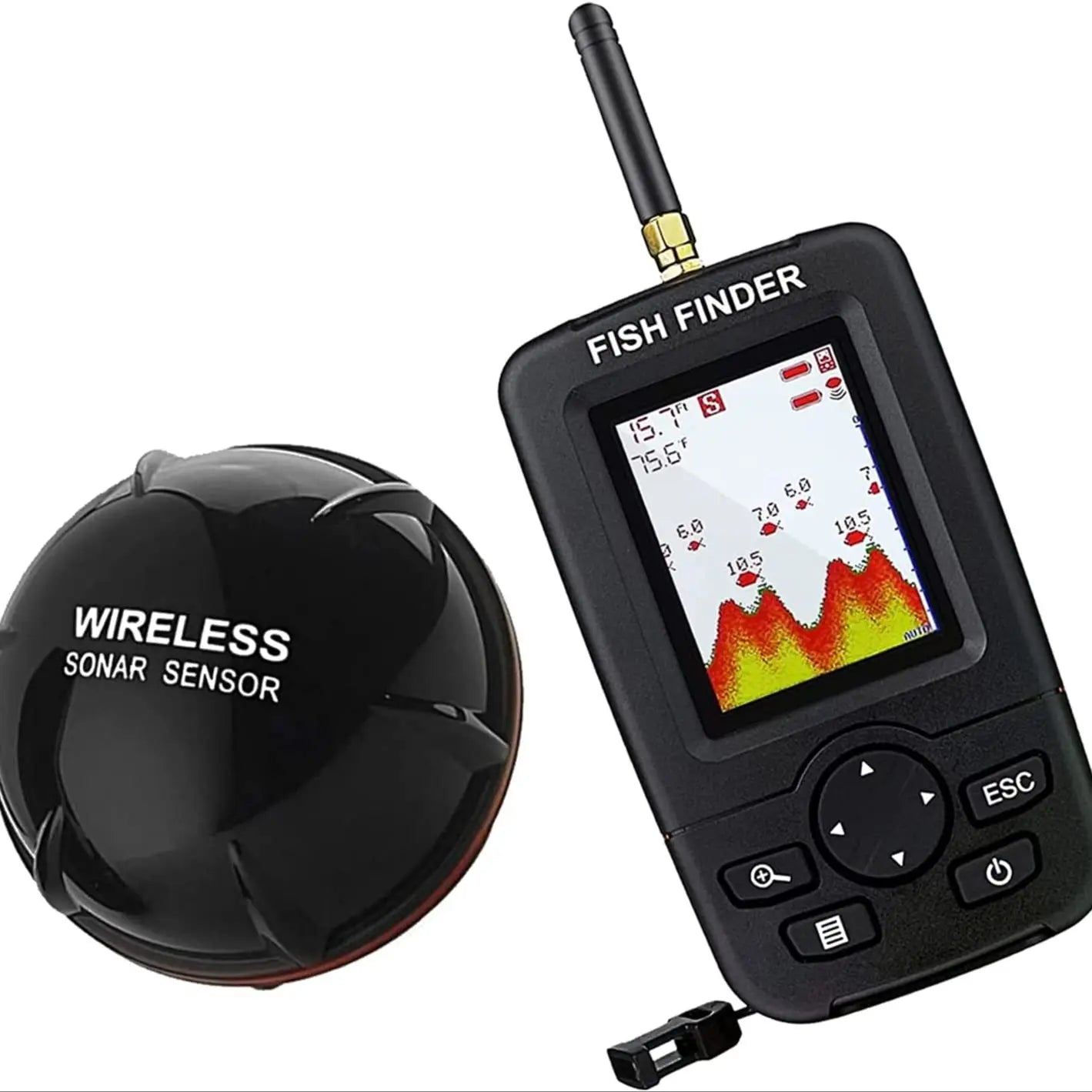 Portable Wireless Fish Finder - Sonar Echo Sounder Underwater Fishing Detector with Alert System