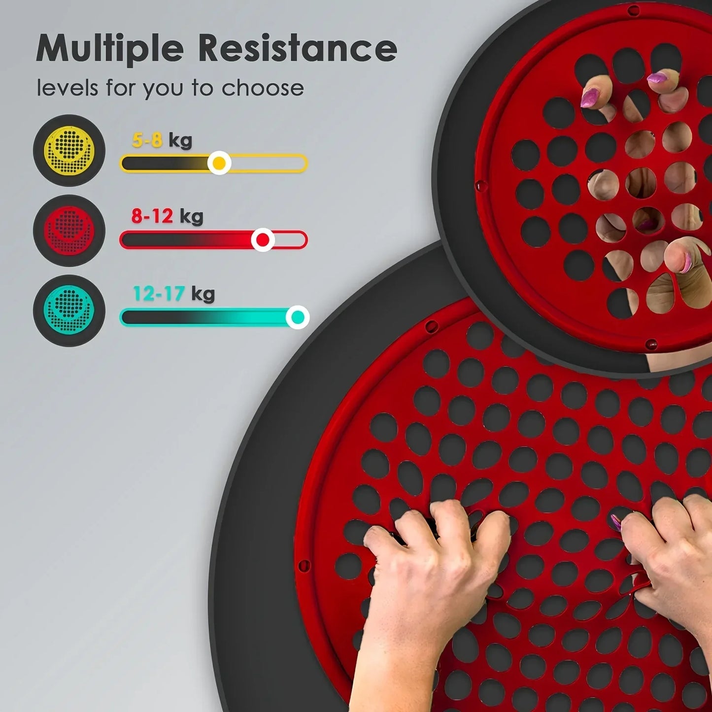 Silicone Hand Exerciser - Elastic Resistance Net 35.5cm - 3 Colors - Home Training Equipment (Battery-Free)