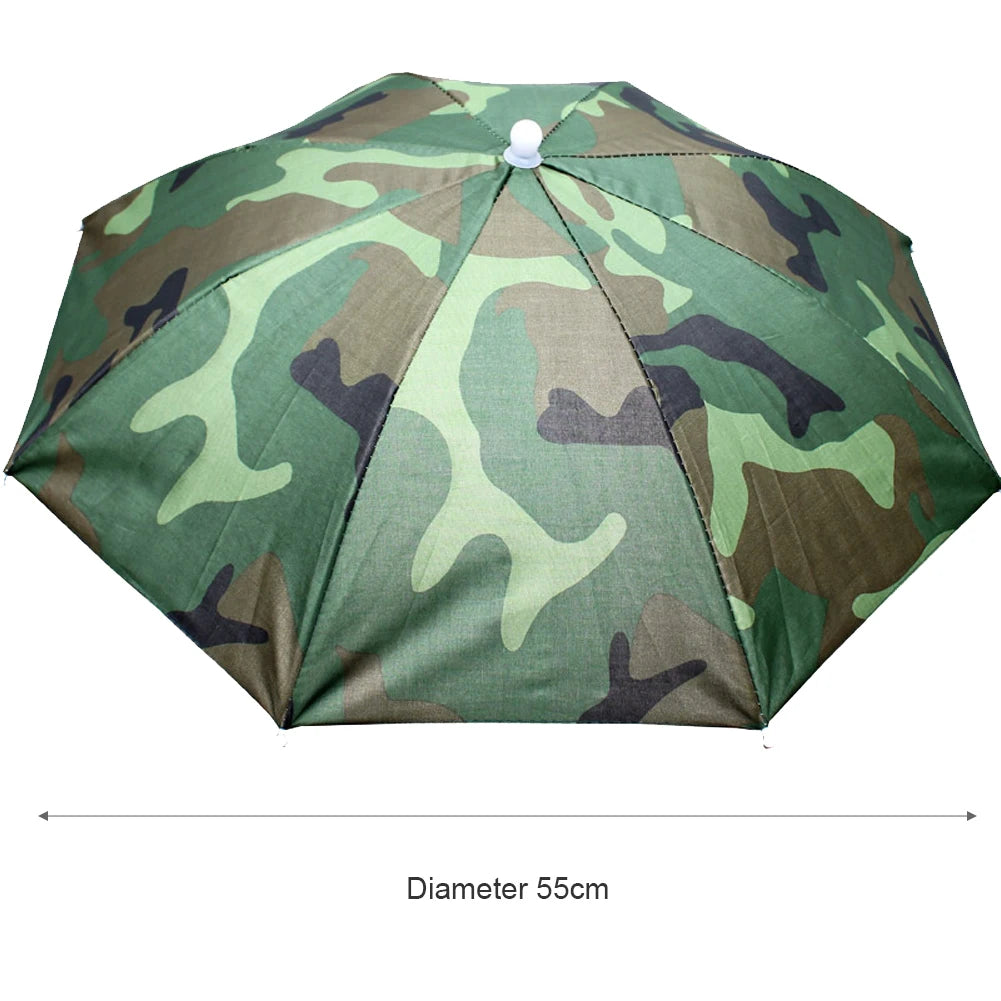 Foldable Umbrella Hat - Waterproof Hands-Free Rain & Sun Protection for Fishing, Camping & Beach (55-95CM Adjustable)