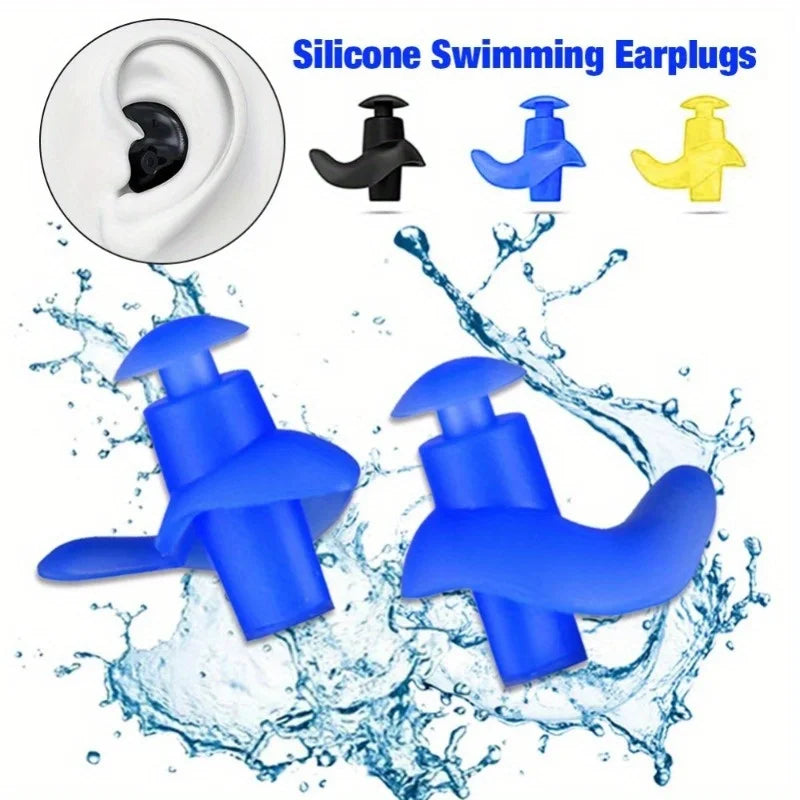 Waterproof Silicone Swimming Ear Plugs - 2 Pack Reusable Diving & Water Sports Earplugs for Swimming, Surfing, Showering & Bathing