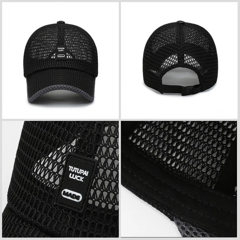 Men's Breathable Mesh Baseball Cap - Quick-Dry Anti-UV Sports Visor for Tennis, Golf & Hiking