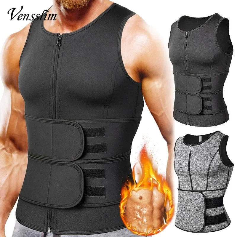 Men's Compression Body Shaper - Waist Trainer Vest with Sauna Sweat Technology for Fat Burning Workouts