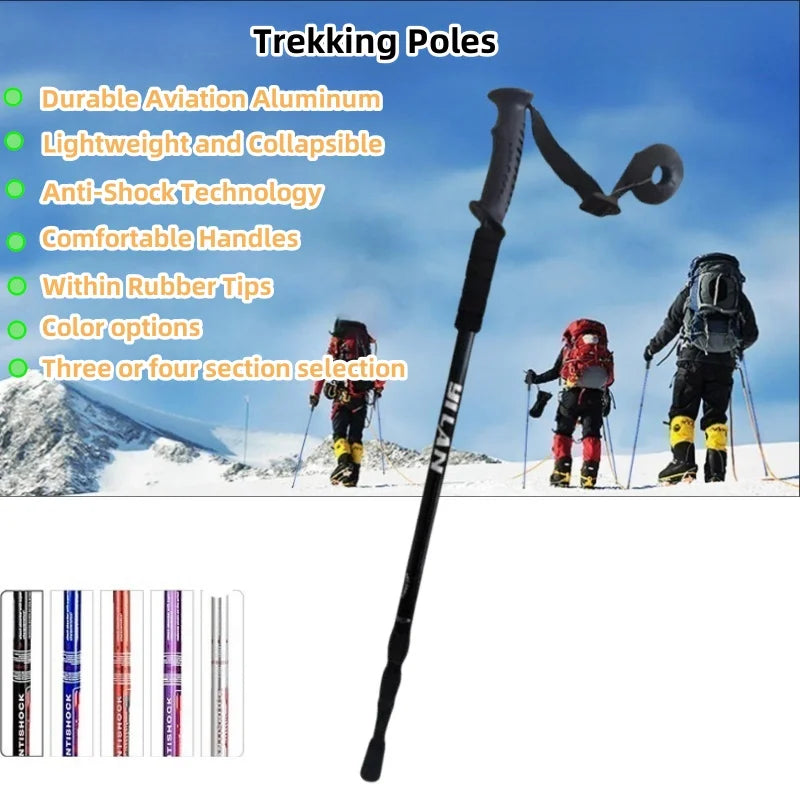 Adjustable Trekking Poles - Lightweight Collapsible Anti-Shock Hiking Sticks for Men and Women