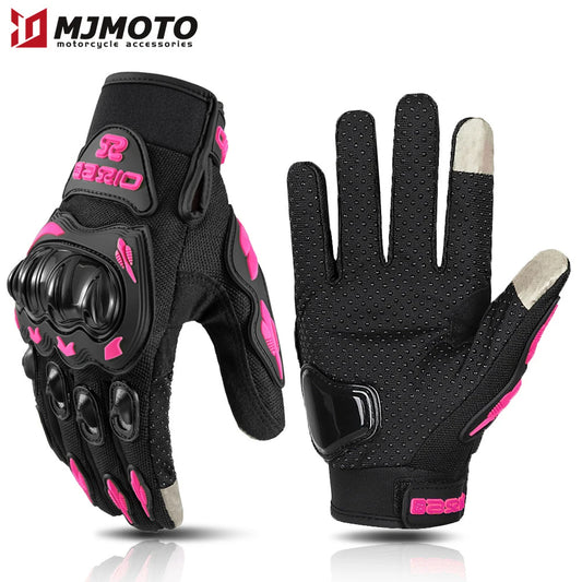 Women's Pink Breathable Motorcycle Gloves - Anti-Fall Touch Screen Motocross Riding Gloves