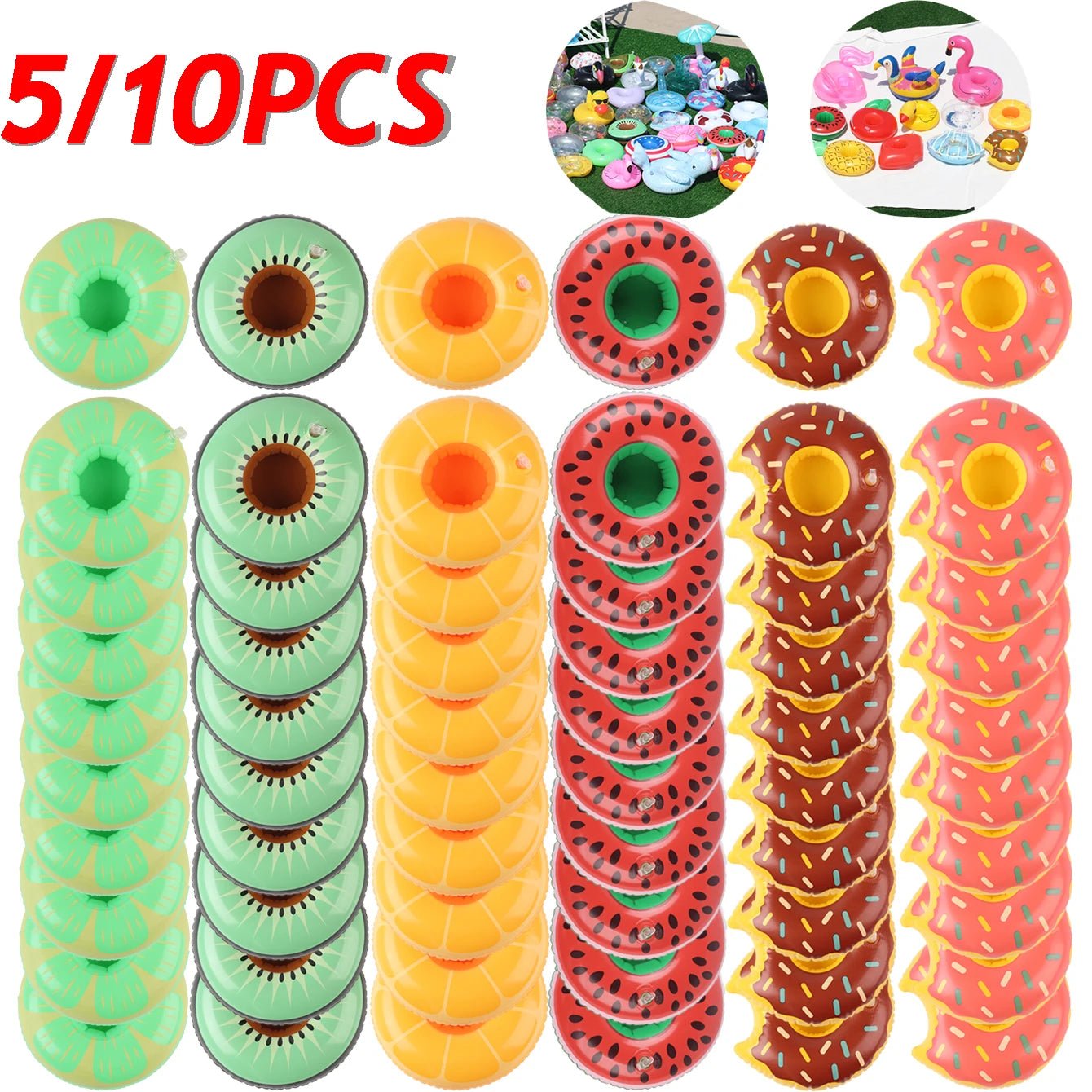 Inflatable Cup Holder Set - 5/10PCS Swimming Pool Drink Holders, Floating Beverage Coasters for Summer Pool Parties