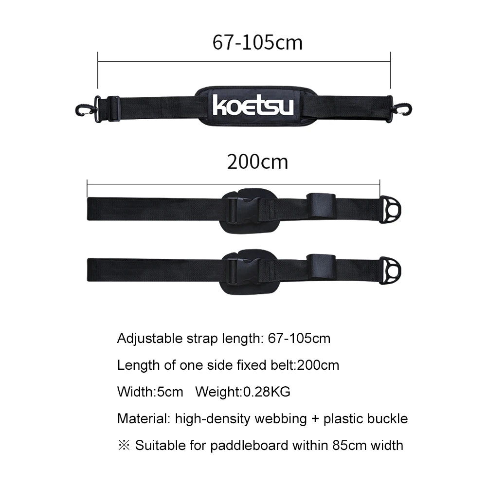 Adjustable Surfboard Shoulder Carry Strap - Stand Up Paddle Board Carrier Sling with Deck Bag