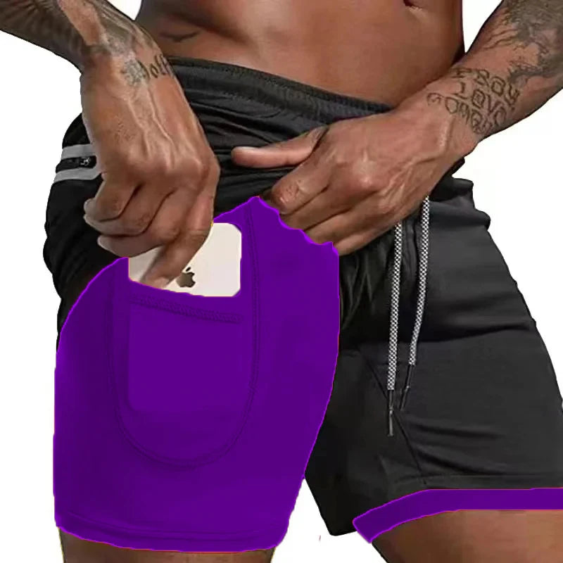 Men's 2-in-1 Compression Athletic Shorts - Double Layer Summer Fitness Training Shorts for Gym & Sports