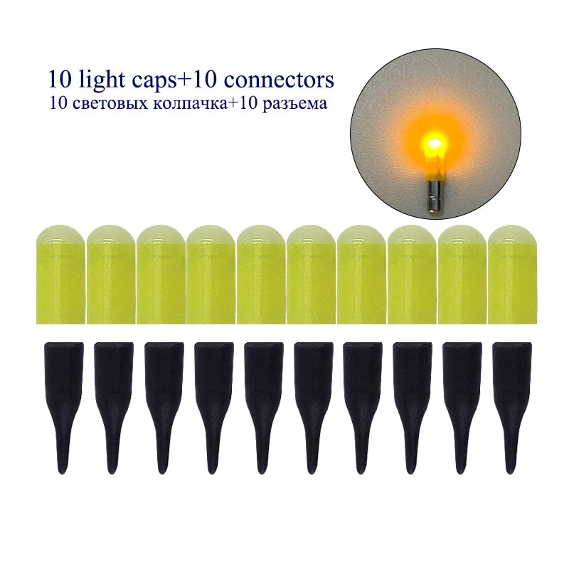 LED Fishing Float Set - 10 Pack Electronic Light-Up Bobbers for Night Fishing (Battery-Free)