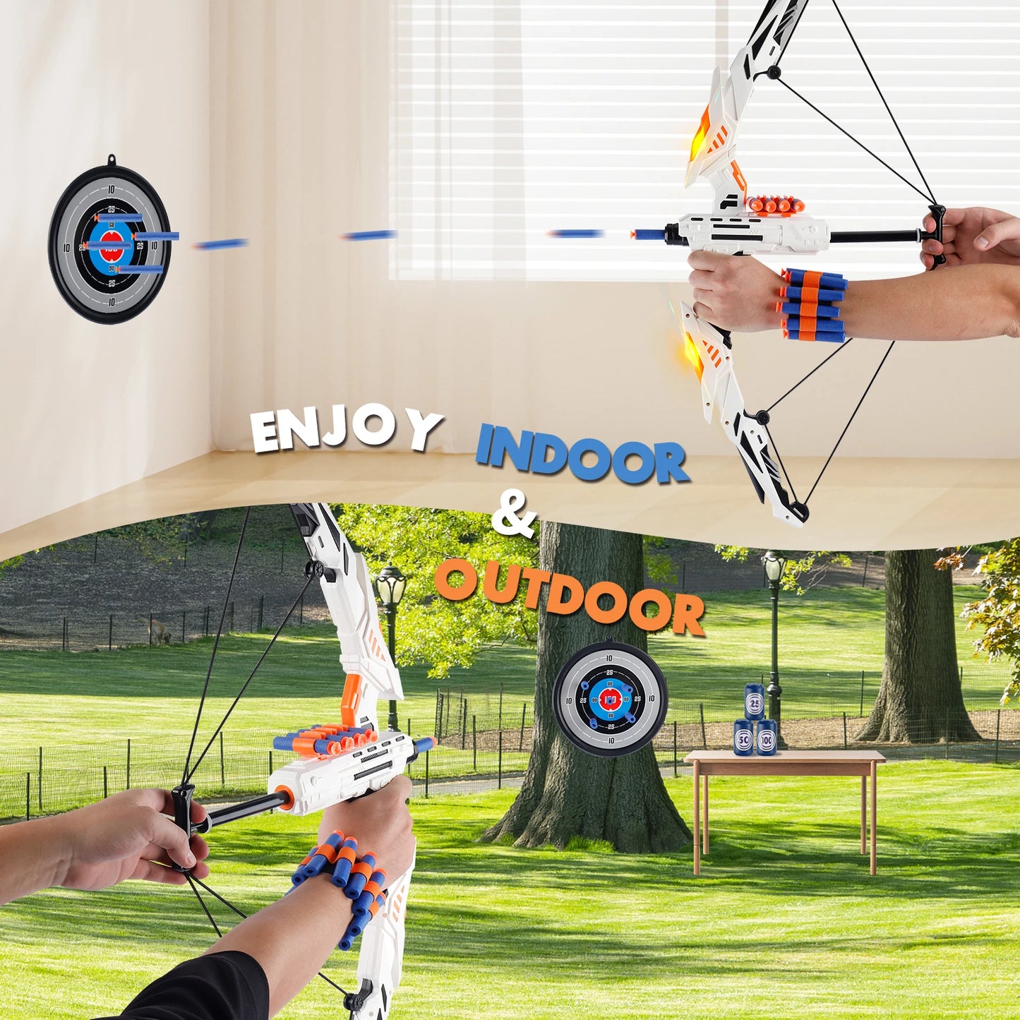 Kids Soft Dart Archery Toy Set with LED Lights