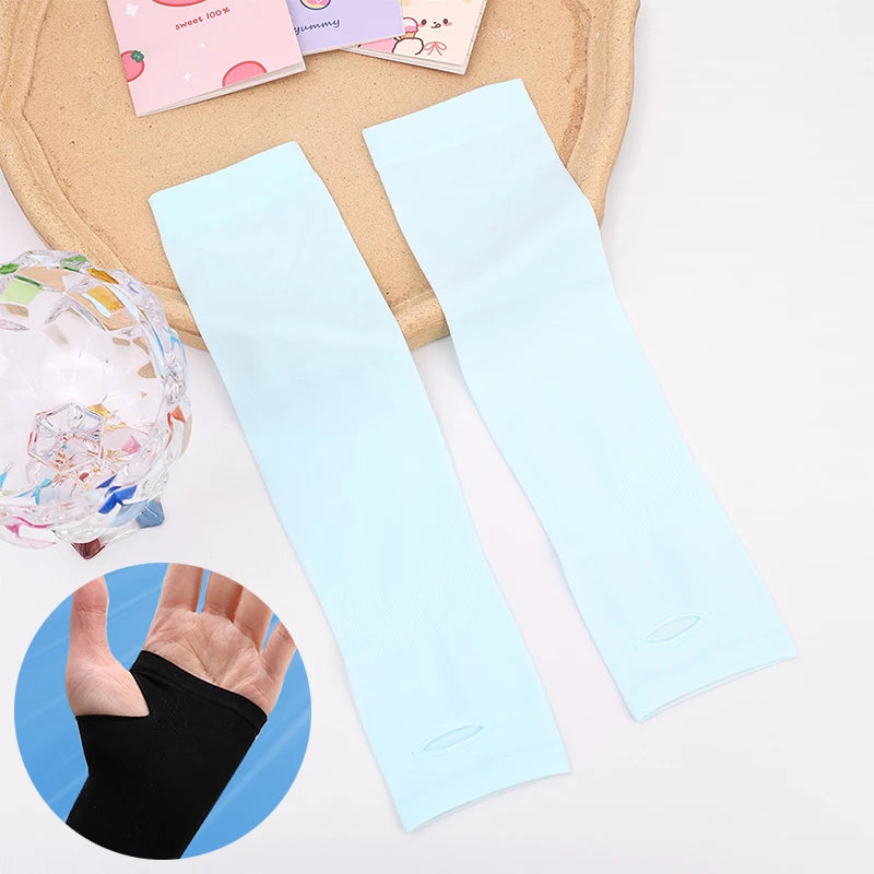 Kids Ice Silk Cooling Arm Sleeves - UV Sun Protection Elastic Sleeves for Boys & Girls Ages 4-12 (Summer Sports & Beach)